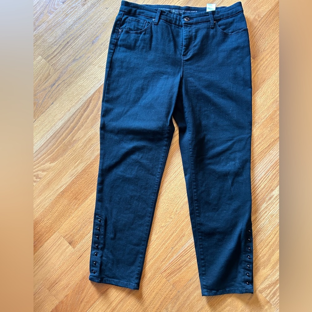 Chico's So Slimming Girlfriend Slim Leg Ankle Black Jeans - EUC